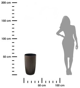 PLASTOVÝ KVETINÁČ STRIPPED ECO 51X30 CM TMAVOHNEDÁ