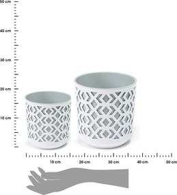 PLASTOVÝ KVETINÁČ ETNIC SADA 2KS 14,8X13,9 CM+20,1X19,5 CM BIELA
