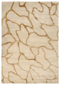 Viskózový koberec s geometrickým vzorom 160 x 230 cm béžová MAKOLA Beliani