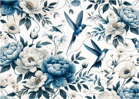 Obraz - Kolibríky s kvetmi (70x50 cm)