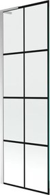 Mexen Next L, 1-krídlová vaňová zástena 60 x 150 cm, 6mm číre sklo-čierny vzor, chrómový profil, 895-060-000-03-77-01