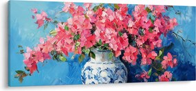 Obraz - Váza ružových kvetov (120x50 cm)