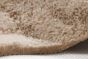 Koberec protišmykový SHAPE 3105 Srdce Shaggy - camel, béžový plyš