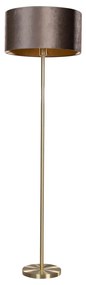 Stojacia lampa mosadz s velúrovým tienidlom hnedá 40 cm - Simplo