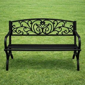 Lean Záhradná kovová lavička – čierna