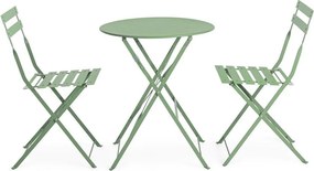 Šalviovozelená oceľová záhradná jedálenská súprava pre 2 Austin – Bizzotto