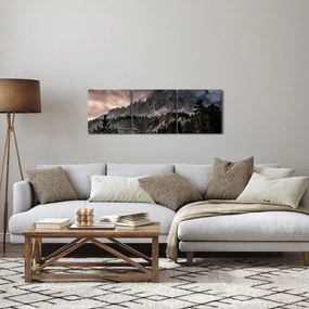 Obraz skalnatých hôr (s hodinami) (90x30 cm)