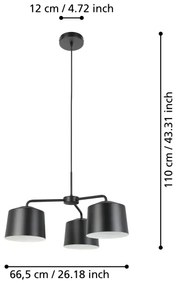 Eglo 900446 - Luster na lanku CAGUANES 3xE27/40W/230V