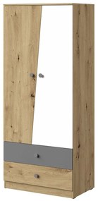 Šatníková skriňa Seraphina WK1 (dub artisan + biela + sivá). Vlastná spoľahlivá doprava až k Vám domov. 1122578