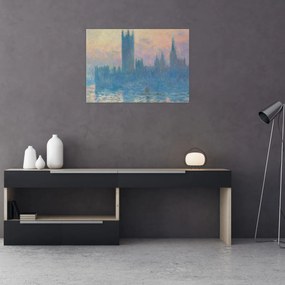 Sklenený obraz - Claude Monet, The Houses of Parliament, Sunset, reprodukcia (70x50 cm)