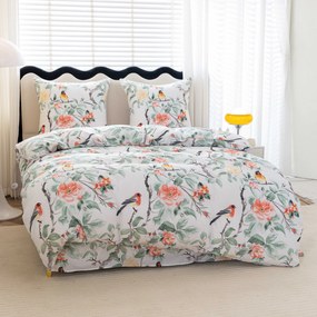 Obliečky z mikrovlákna ORANGE FLOWERS biele Rozmer obliečky: 2 ks 70 x 80 cm | 160 x 200 cm