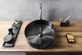 Sapho Sapho, AURUM nerezové umývadlo, priemer 38cm, vrátane výpuste, gun metal, AU101