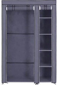 Úložná látková skriňa s policami a šatníkovou tyčou MATIS 110x175 cm sivá