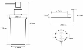 SAPHO XR101 X-Round dávkovač mydla, mliečne sklo/chróm, 230 ml