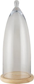 Svetlo hnedý drevený podnos so skleneným poklopom Becca - Ø 24 * 56 cm
