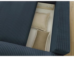 Tmavomodrá menčestrová rozkladacia rohová pohovka (ľavý roh) Lucien – Bobochic Paris