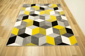 Koberec Sumatra E219 Romby Cubes žltý / sivý / krémový