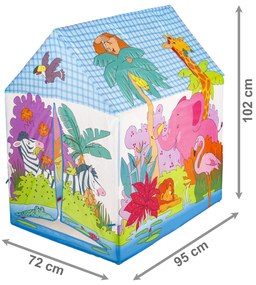 IPLAY Detský stan v tvare domčeka - ZOO zvieratká