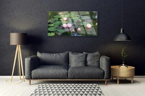 Skleneny obraz Vodné lilie rybník príroda 100x50 cm