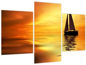 Obraz - Plachetnica pri západe slnka (90x60 cm)