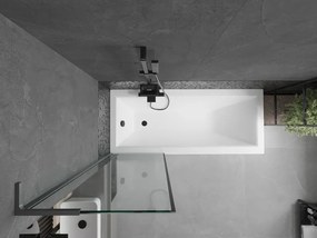 Mexen Next L, 1-krídlová vaňová zástena 60 x 150 cm, 6mm číre sklo-čierny vzor, grafitový profil, 895-060-000-03-70-95