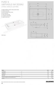 Kaldewei Puro S - Umývadlová misa na dosku 600x385 mm, s prepadom, bez otvoru pre batériu, Perl-effekt, alpská biela 909106003001