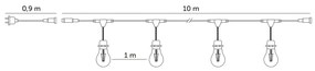 LED Vonkajšia dekoračná reťaz BAJA ST64 10xE27/1W/230V 10,9m IP44 teplá biela