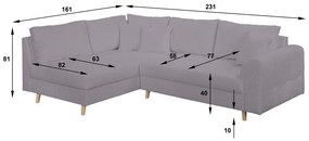 Tmavosivá rohová pohovka z textílie buklé (ľavý roh) Ariella – Ropez