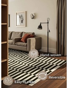 Čierno-biely obojstranný ručne tkaný vlnený koberec 200x300 cm Donna – Hanse Home