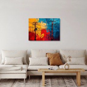 Sklenený obraz - Abstraktné elektrické vedenie (70x50 cm)