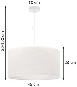 Závesné svietidlo Juta, 1x biele jutové tienidlo, (fi 45cm), w