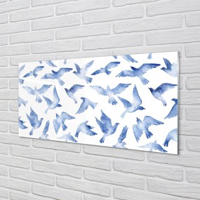 Nástenný panel  maľované vtáky 125x50 cm