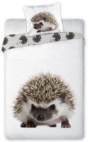 Biele detské posteľné obliečky s motívom ježka 2 časti: 1ks 140 cmx200 + 1ks 70 cmx90
