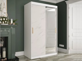 Skriňa s posuvnými dverami Nonnus 120 T2, zásuvka: nie, Farby: biela matná / biela mramor