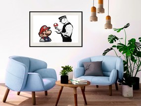 Artgeist Plagát - Banksy: Mushroom Picker [Poster] Veľkosť: 45x30, Verzia: Zlatý rám