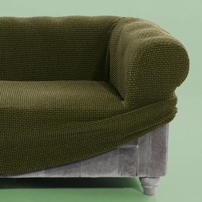 Super strečové poťahy NIAGARA zelená kreslo ušiak (š. 70 - 95 cm)