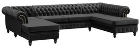 PROXIMA.store - Luxusná sedačka CHESTERFIELD LONG U FARBA NÔH: čierna, DRUH LÁTKY: TORRE - 10, FARBA OZDOBNÝCH ŠPENDLÍKOV: staré zlato