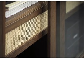 Tmavohnedá vitrína v dekore duba s posuvnými dverami 110x160 cm Barrali – Unique Furniture