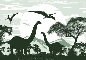 Fototapeta - Zelení dinosaury 2 (152,5x104 cm)