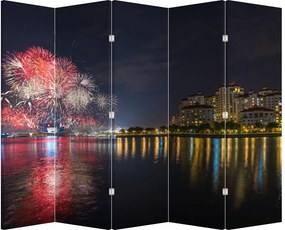 Paraván - Ohňostroj v Singapure (210x170 cm)