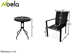 Noela Balkónový set Nina + 2x ratanová stolička Wicker Pat