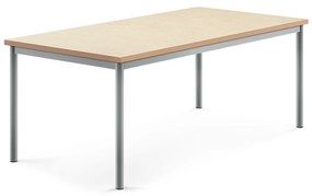Stôl SONITUS, 1600x800x600 mm, linoleum - béžová, strieborná