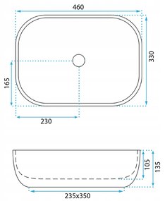 Rea Belinda Ash, umývadlo na dosku 460x330x135 mm, imitácia kameňa, REA-U3324