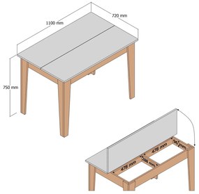 Jedálenský stôl (pre 4 osoby) Kika (Orech + Krémová). Vlastná spoľahlivá doprava až k Vám domov. 1073316