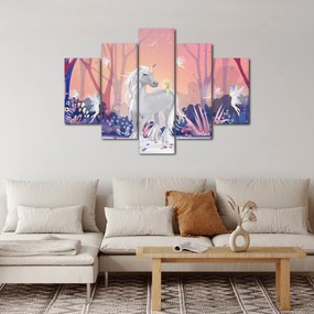 Obraz - Jednorožec v magickom lese (150x105 cm)