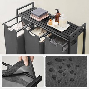 Trojdielny kôš na bielizeň, tmavosivý