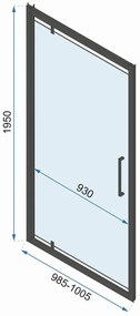 Rea Rapid Swing, 3-stenová sprchová kabína 100 (dvere) x 100(stena) x 100(stena) x 195 cm, 6mm číre sklo, chrómový profil, KPL-09123