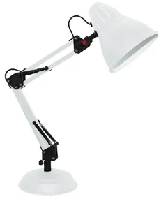 ACA DECOR Retro stolná lampa UFFICIO, biela farba