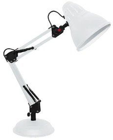 ACA DECOR Retro stolná lampa UFFICIO, biela farba