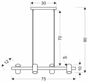 Luster na lane XILO 4xGU10/25W/230V buk/biela